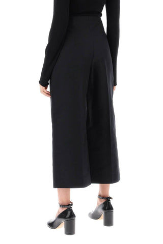 Marni Earrings Black / 40 wide-legged cropped pants with flared