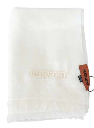 Missoni Accessories White White Cashmere Unisex Neck Wrap Fringes Scarf