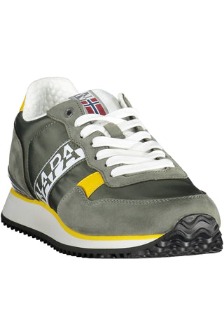 Napapijri Men Chic Green Lace-Up Sneakers with Logo Detail