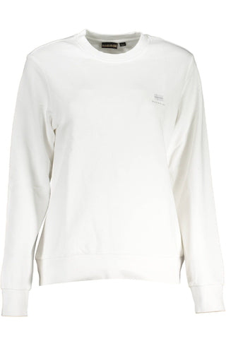 Elegant White Cotton Crew Neck Sweatshirt