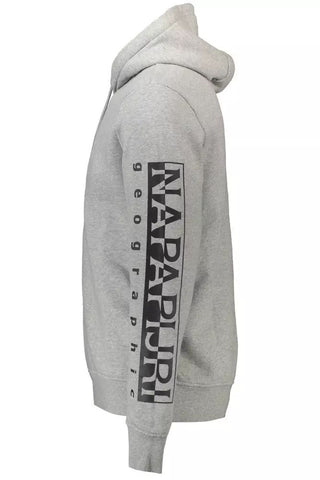 Chic Gray Hooded Sweatshirt With Logo Detail