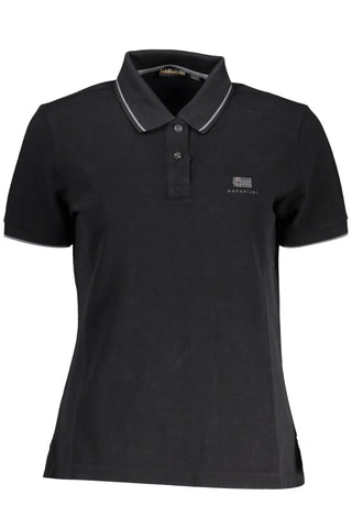 Elegant Short-sleeved Black Polo With Embroidery