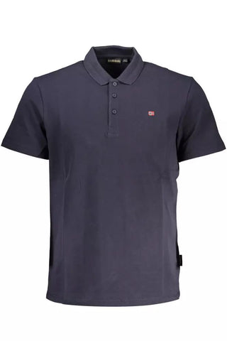 Chic Blue Cotton Polo With Emblematic Detail