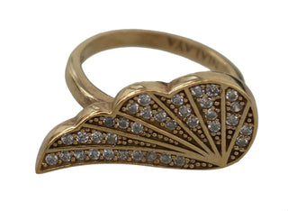 Nialaya Jewelry Gold / EU51 | US5,5 / Material:  925 sterling silver, CZ crystal Elegant Gold-Crystal Embellished Ring