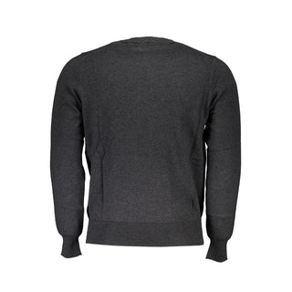 North Sails Clothing Chic Gray Crew Neck Sweater with Embroidery Detail