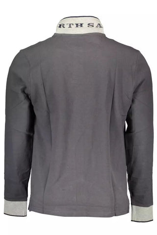North Sails Clothing Gray / XXL Sleek Gray Long-Sleeved Polo with Contrasting Details