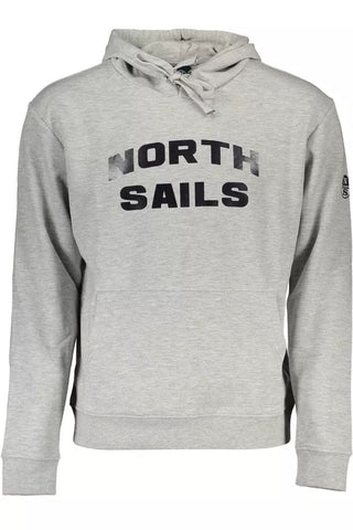 North Sails Clothing Sleek Gray Hooded Sweatshirt with Central Pocket