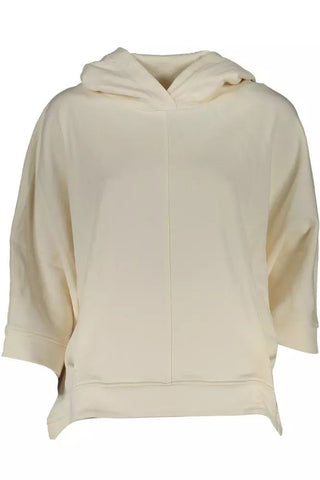 Chic White Hooded Sweatshirt With Organic Fibers