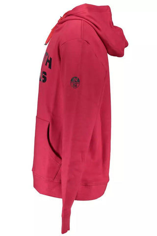 Vibrant Red Hooded Sweatshirt With Central Pocket