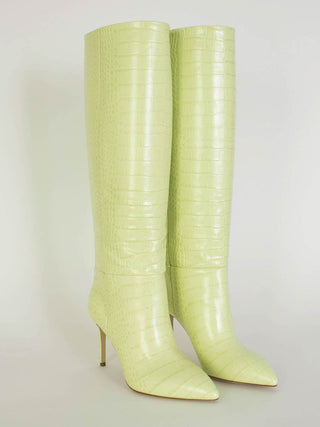 Paris Texas Boots Elegant Lime Croco Leather High Stiletto Boots