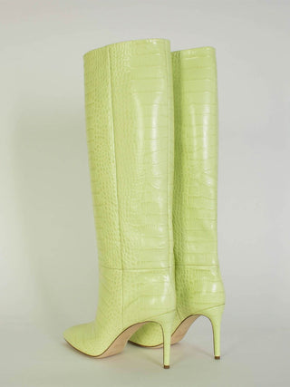 Paris Texas Boots Elegant Lime Croco Leather High Stiletto Boots