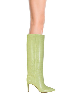 Paris Texas Boots Elegant Lime Croco Leather High Stiletto Boots