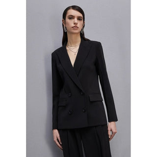 Patrizia Pepe Clothing Elegant Double-Breasted Black Jacket