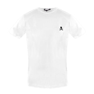 Philipp Plein Clothing White / XXL White Embroidered Skull Elasticized T-Shirt
