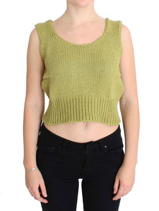 Pink Memories Clothing Green / One Size / Material: 90% Cotton, 10% Polyamide Elegant Green Knit Sleeveless Vest Sweater