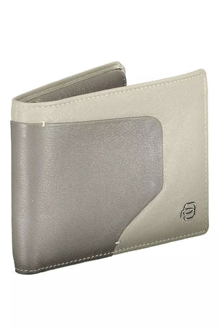 Piquadro Bags Gray Sleek Bi-Fold Leather Wallet with RFID Block