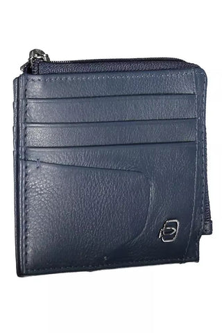 Sleek Blue Leather Card Holder With Rfid Blocker