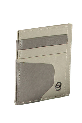 Sleek Gray Leather Rfid Card Holder