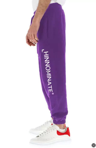 Elegant Purple Drawstring Cotton Trousers