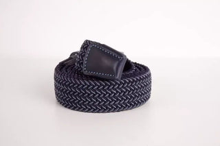 Elegant Denim Blue Fabric Belt With Silver Buckle