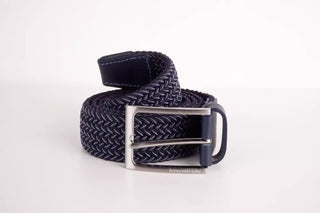 Elegant Denim Blue Fabric Belt With Silver Buckle