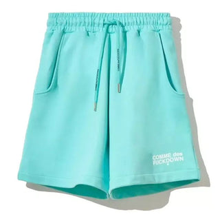 Light Blue Cotton Bermuda Shorts with Logo Print