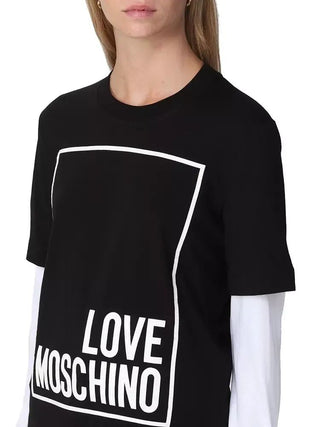 Elegant Black Cotton Tee With Faux-leather Logo