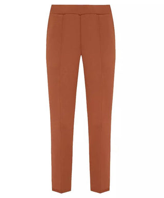 Chic Brown Stretch Trousers with Side Pockets