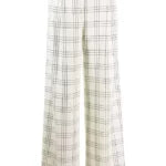 Chic Checkered Wide-Leg Wool Trousers