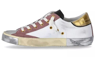 Elegant White Leather Sneakers With Suede Accents