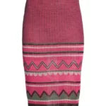 Chic Abstract Print Knitted Midi Skirt