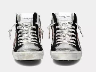 Elegant Gray Leather Sneakers With Sequin Details