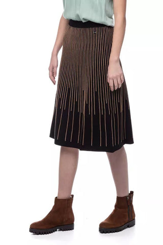 Elegant Gold-Striped Midi Skirt