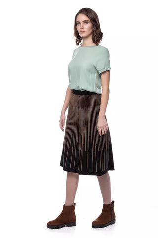 Elegant Gold-Striped Midi Skirt