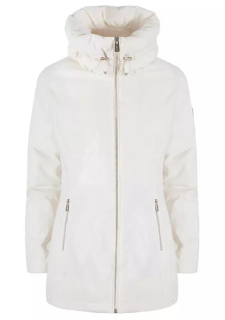 Chic White High Collar Down Jacket