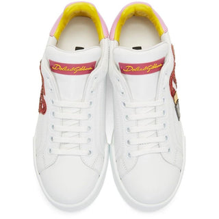 Elegant Calfskin Leather Sneakers in Pastel Tones