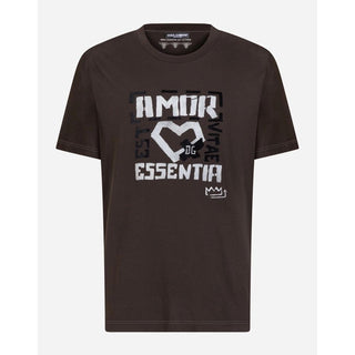 Elegant Brown Cotton Tee With Iconic Print