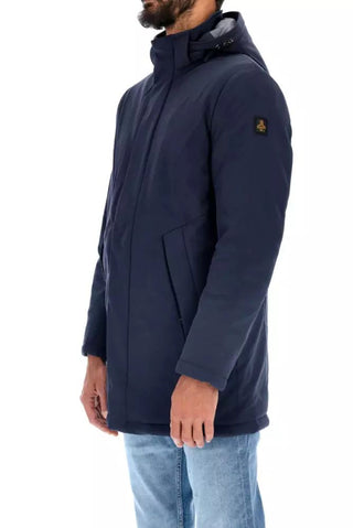 Chic Blue Padded Parka With Removable Hood