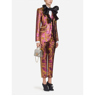 Floral Jacquard Blazer with Metal Fibre Detail