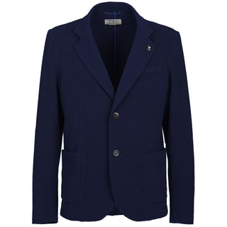 Chic Blue Cotton Blend Jacket For Men