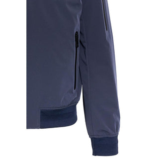 Sleek Blue Nylon Bomber Jacket For Men