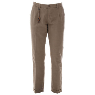 Chic Cotton Chino Trousers In Earthy Brown