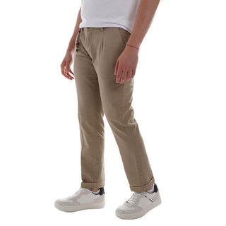 Chic Cotton Chino Trousers In Earthy Brown