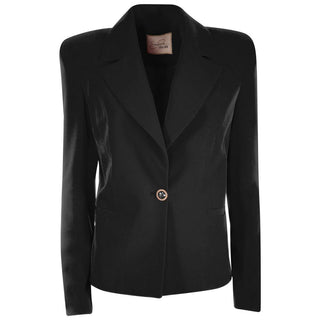 Chic Summer Crepe Jacket With Logo Button