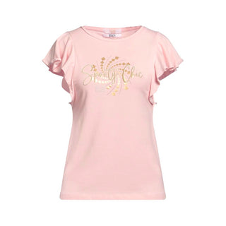 Sporty Chic Embroidered Tee with Golden Accents