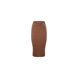 Elegant Pencil Skirt With Decorative Buttons