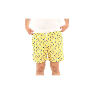 Sunshine Yellow Patterned Men's Swim Boxers