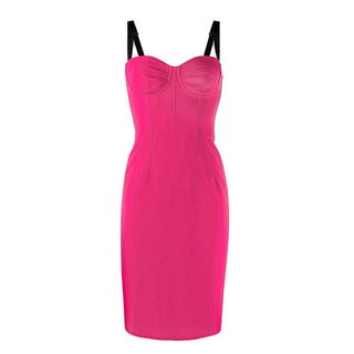 Elegant Fuchsia Sheath Dress with Silk Lining