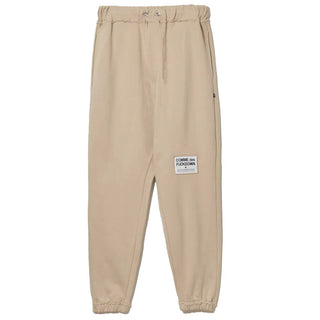 Chic Beige Cotton Sweatpants With Frayed Details