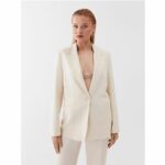 Elegant Linen Blend One-Button Jacket